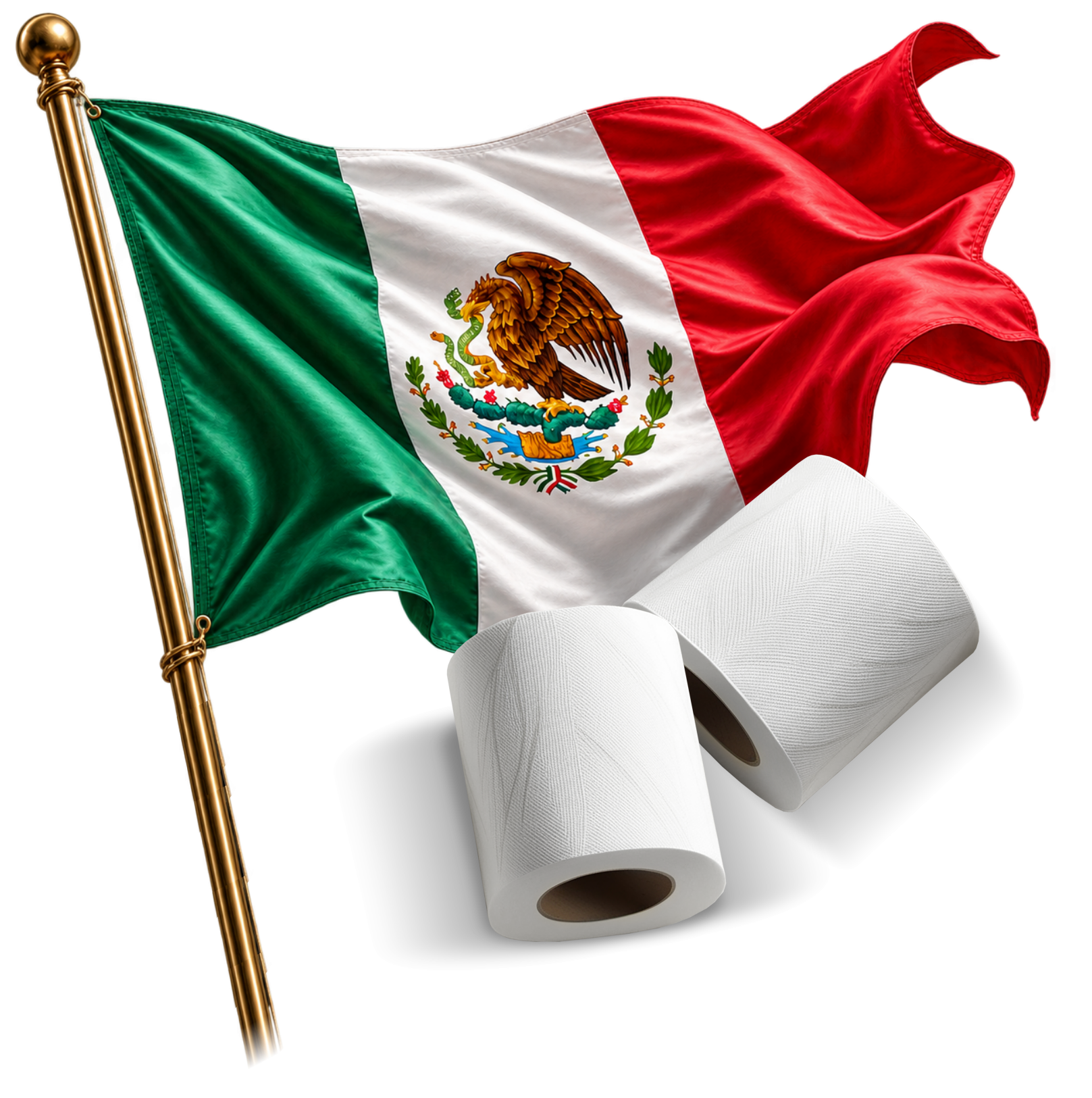 Bandeira do México com rolos de papel tissue